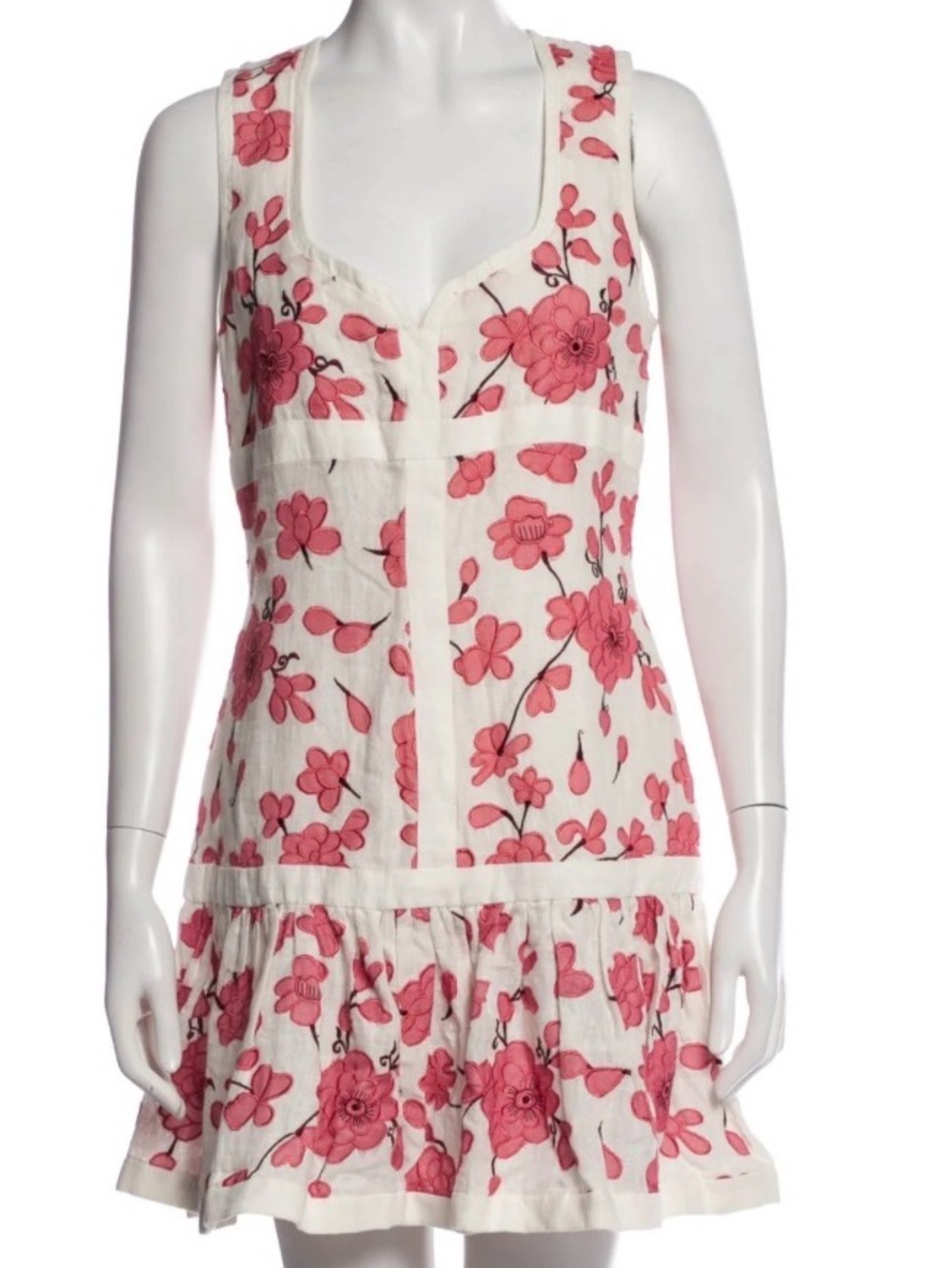 Alexis White Dress with Pink Floral Detail